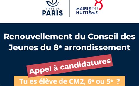 Derniers jours pour postuler au Conseil municipal des Mairie du 8ᵉ