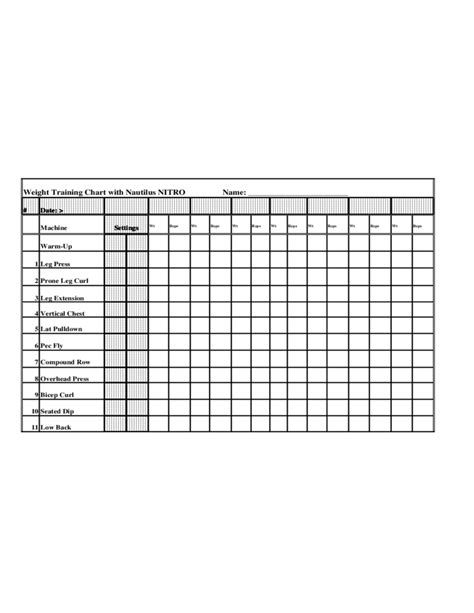 Blank Workout Chart Template Free Download