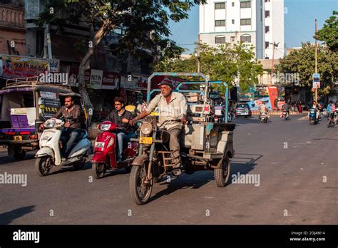 Jamnagar Gujarat India December 2018 An Old Man Driving An Auto