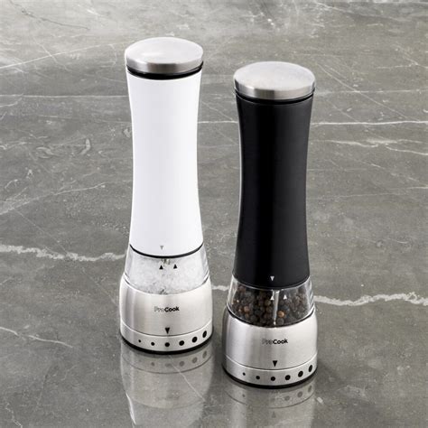 Electric Soft Touch Salt Or Pepper Mill Set White Cm Salt And