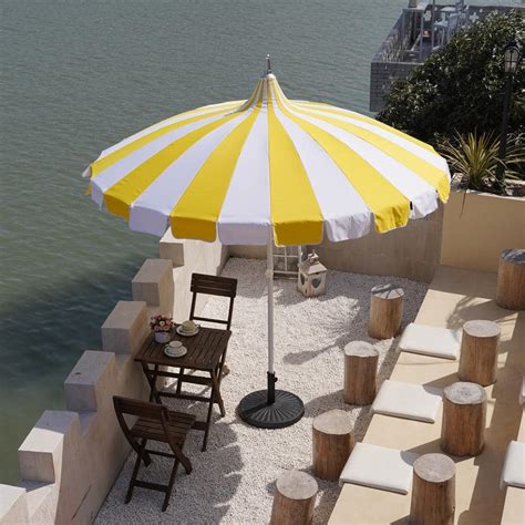 Garsing 8 Ft Pagoda Outdoor Market Umbrella In Yellow Funsite 8ft Pagoda Yellow The Home Depot