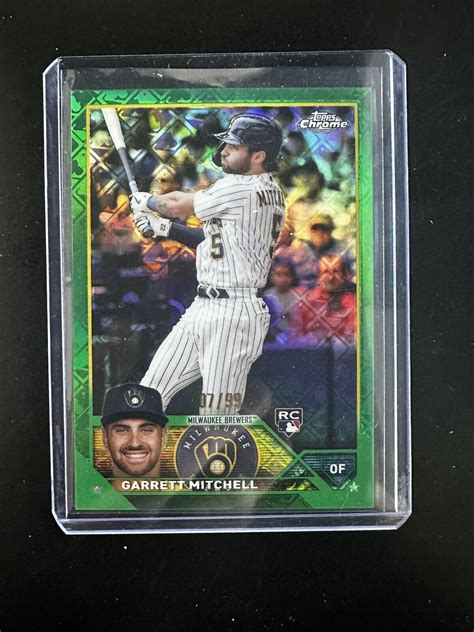 2023 TOPPS CHROME LOGOFRACTOR GARRETT MITCHELL RC GREEN REFRACTOR 99