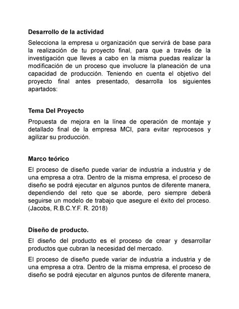 Adm De Operaciones Desarrollo De La Actividad Selecciona La Empresa U