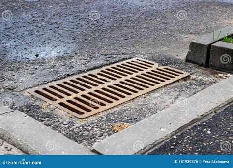 Rain Drainage Grid In The Street Stock Photo 202845450