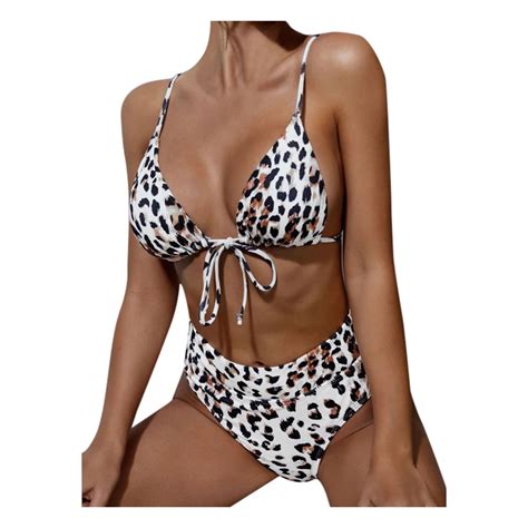 Qiyuancai Womens Swimsuits Tummy Control Bikini Leopard Print Two Piece