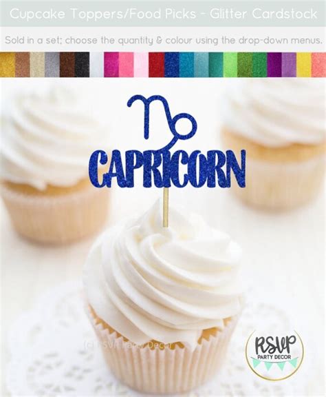 Capricorn Cupcake Toppers Capricorn Birthday Party Decor Zodiac Party