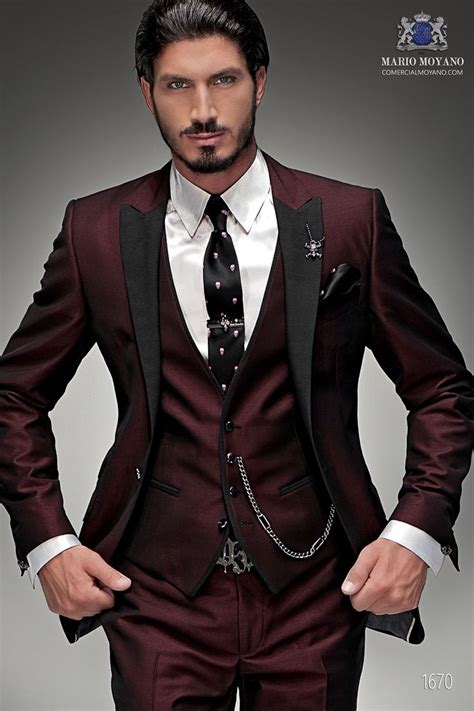 Modern Red Groom Suit With Black Contrasting Lapels 1670 Mario Moyano