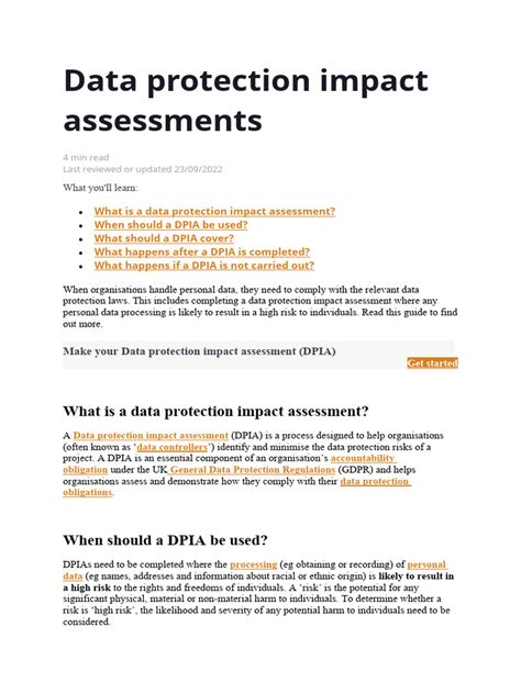 Data Protection Impact Assessments Pdf Risk Regulatory Compliance