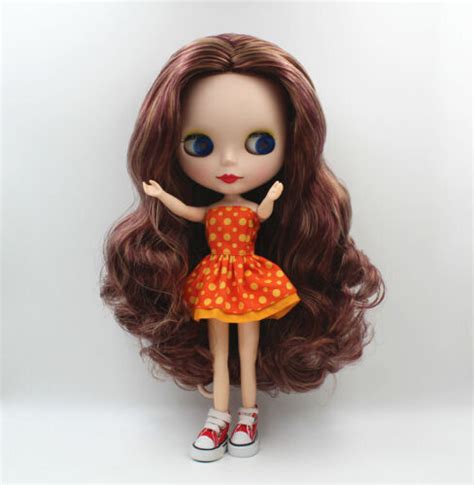 12 Neo Blythe Nude Doll From Factory Mate Face Wine Red Double Color Curly Hair Ebay