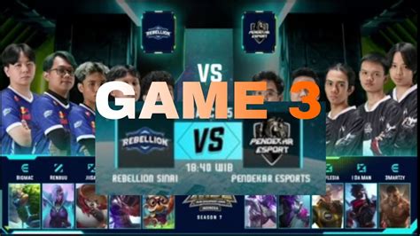 Rebellion Sinai Vs Pendekar Esports Mdl Id S Week Day Game