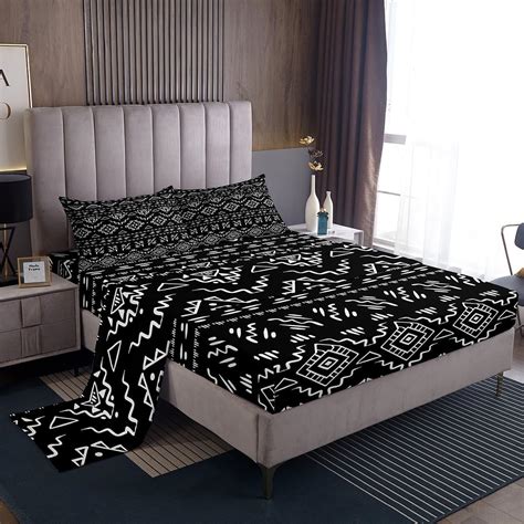 Amazon Erosebridal Tribal Boho Aztec Bed Sheets Black White Ethnic