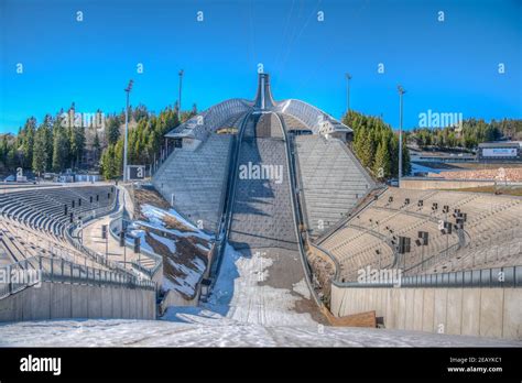 Oslo Norway April Holmenkollen Ski Jumping Stadium And