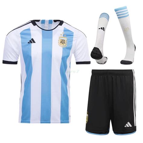 Camiseta Argentina Primera Equipaci N Mundial Estrellas Ni O Kit