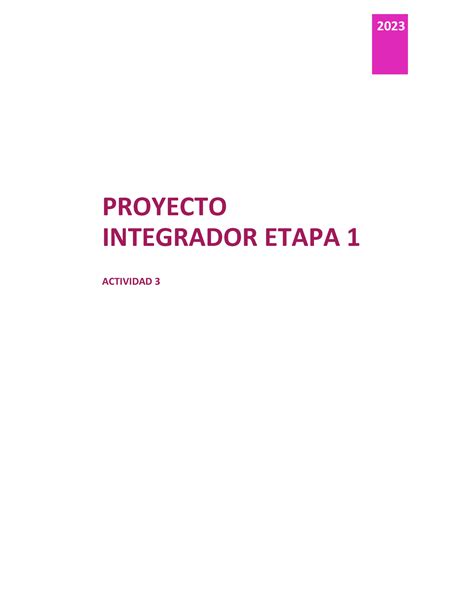 A Pi Dere Individual Del Trabajo Proyecto Integrador Etapa