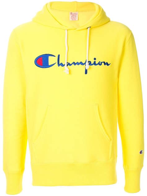 Champion Champion Logo Hoodie Yellow Champion Cloth Champion Brand