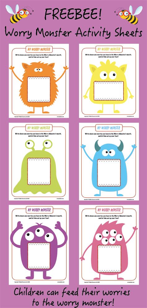 Worry Monster Activity Sheets In 2021 Monster Activities Feelings