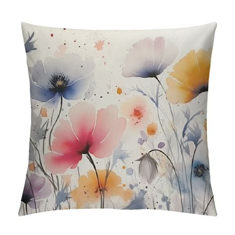 Nawypu Watercolor Floral Pillow Cover Floral Throw Pillow Case