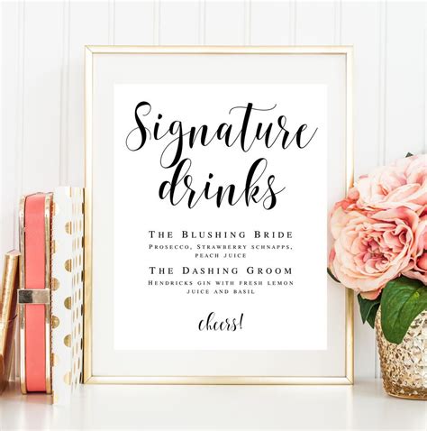 Printable Signature Drink Sign Template Free