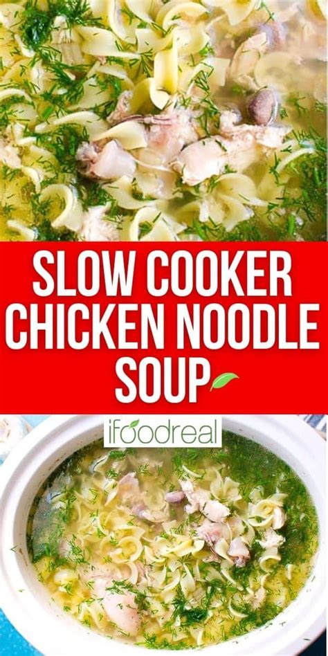 Easy Crockpot Chicken Noodle Soup Recipe Ifoodreal