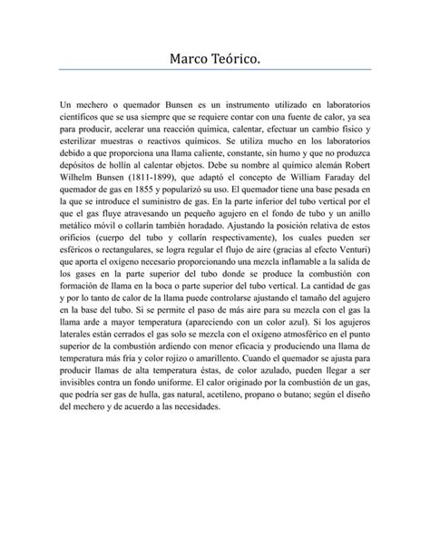 Informe De Laboratorio Mechero De Bunsen Pdf