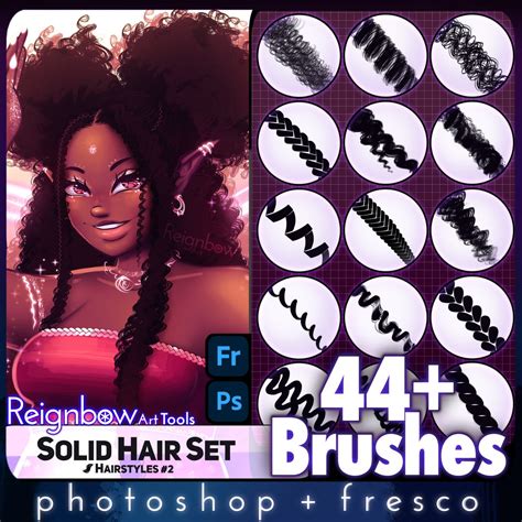 Photoshop Hair Brushes Adobe Fresco Solid Hair Style Bundle Braids