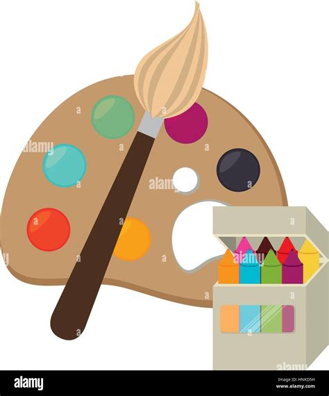 Art Palette With Paints And Brushes Vector Illustration Stock Vector