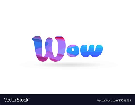 Wow Pink Blue Color Word Text Logo Icon Royalty Free Vector