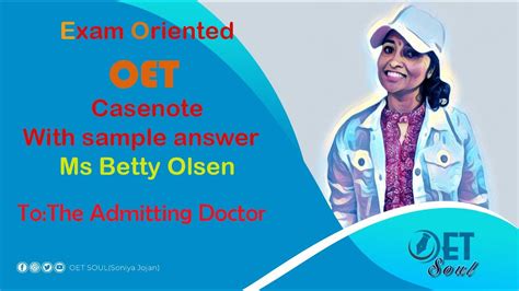 BETTY OLSEN Exam Oriented OET Letter With Sample Answer A Letter To