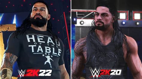 WWE 2K22 Vs WWE 2K20 Visuals Comparison Superstar Models Attires