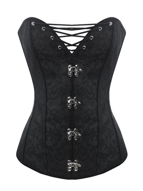 Burvogue Women Dobby 10 Steel Boned Corset Lace Up Bustier Tops