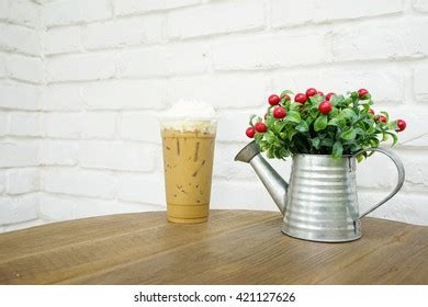 Iced Coffee Covered Whipped Cream Glass Cup Photos And Images