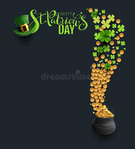 St Patricks Day Type, Green Hat and Clover Coins Stock Vector ...