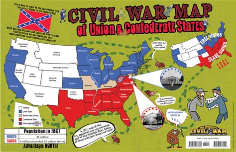 Gallopade International Civil War Map Of Union And Confederate States ...