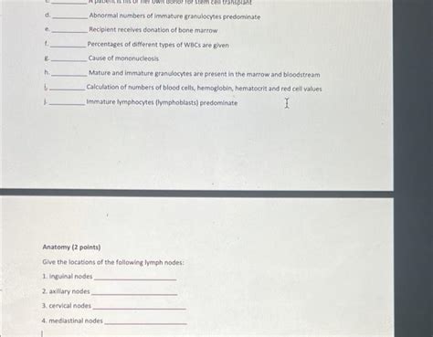 Solved Pathology 45 Points Match The Following Conditions