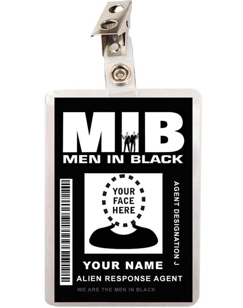 Custom Mib Men In Black Id Badge Costume Name Tag Prop Add Etsy Australia