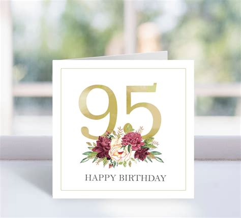 95th Birthday Card, 95th Birthday Card Printable, Personalised 95th ...