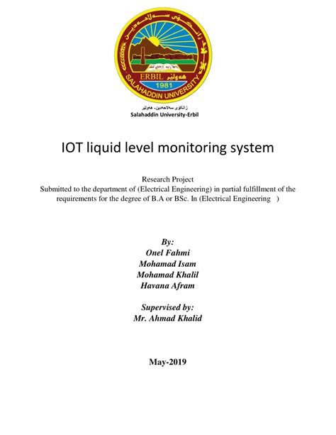 Pdf Iot Liquid Level Monitoring System