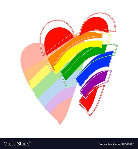 Rainbow Heart Love Symbol Icon With Colorful Vector Image