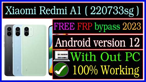 Xiaomi Redmi A1 220733sg Frp Bypass Without Pc 2023 New Method