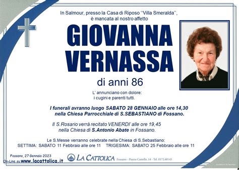 Giovanna Vernassa Onoranze Funebri La Cattolica Fossano Cuneo