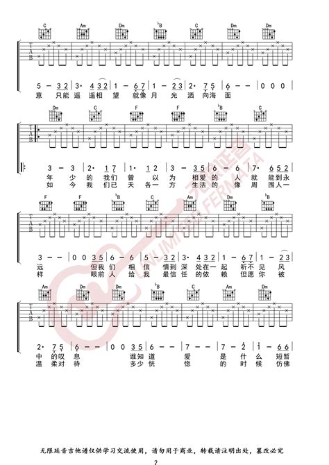 假如爱有天意吉他谱 李健 F调高清图片六线谱 吉他堂