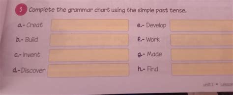 Complete The Grammar Chart Using The Simple Past Tense Brainly Lat