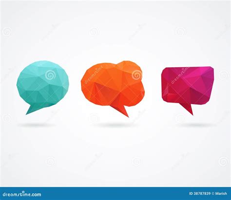 Polygonal Geometric Vector D Speech Bubbles Set Stock Vector