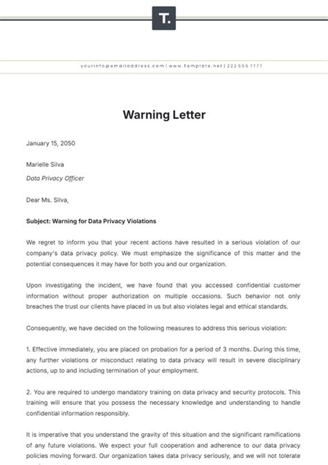 Free Warning Letter Template To Edit Online