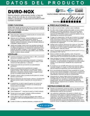 Fillable Online Duro Nox Datos Del Producto Nox Crete Fax Email Print