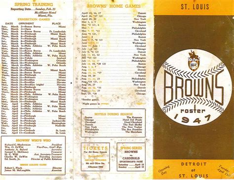 1947 St Louis Browns Roster Chautauqua Sports Hall Of Fame