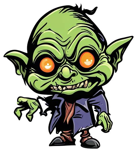 Creepy Goblin Halloween Sticker Design 27249773 PNG