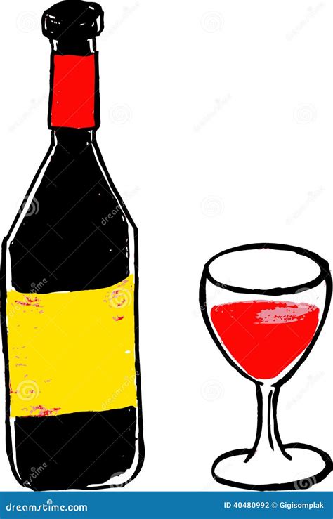 Hand Draw Sketch Wine Bottle And Glass Stock Vector Illustration Of Glass Bottle 40480992