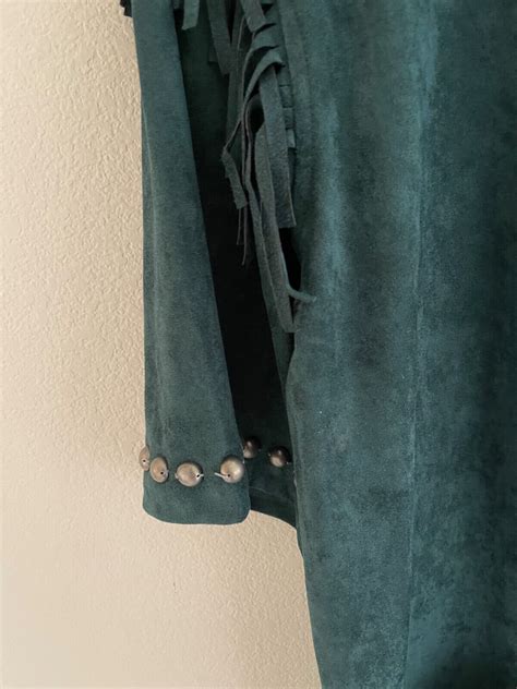 Double D Ranch Far Out West Studded Fringed Dark Green Tunic Nwt