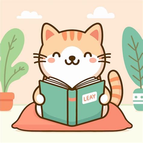 Premium Vector | Vector cute cartoon animals reading a book illustration